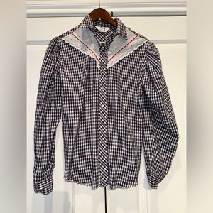 Vintage western cowboy pearl snap top size medium to  large